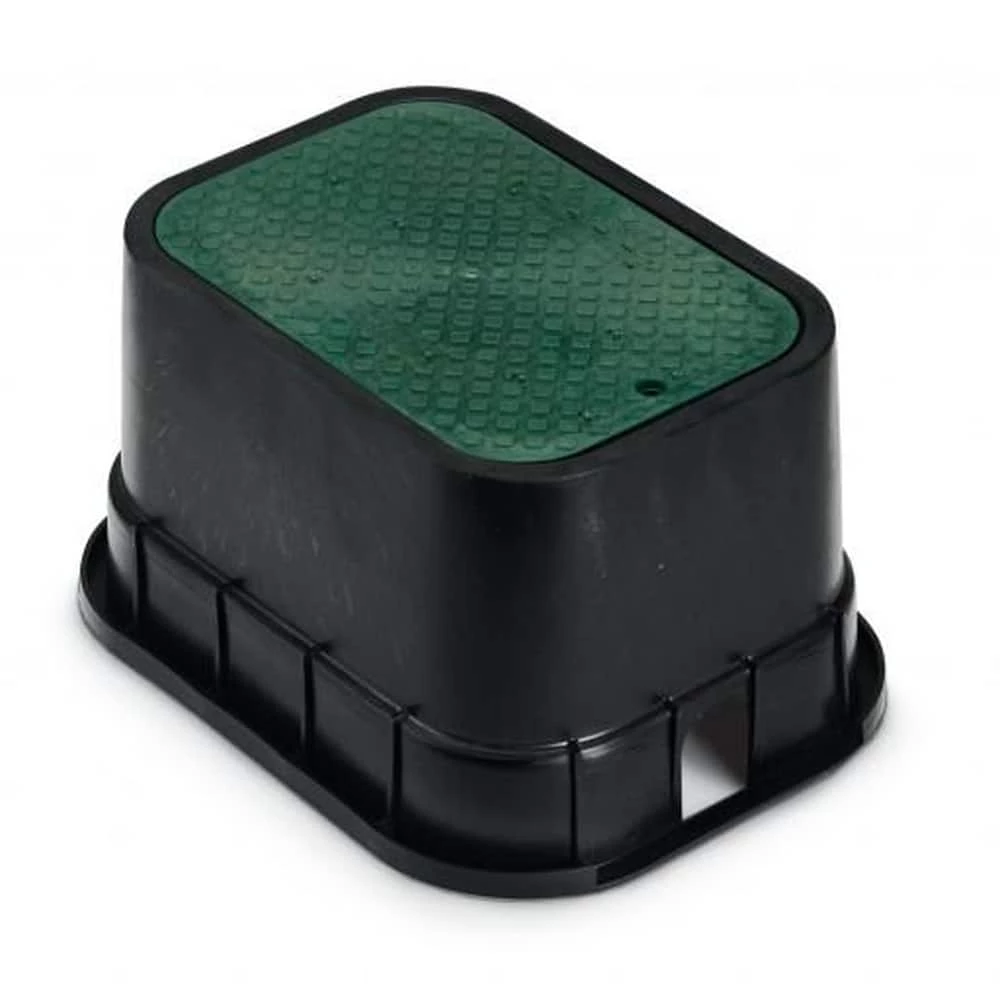 Rain Bird 12 in. Rectangle Valve Box in Black with Green Lid