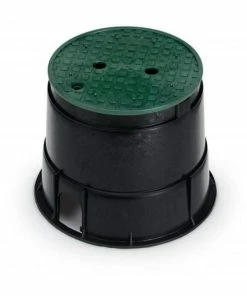 Rain Bird 10 in. Round Valve Box in Black with Green Lid